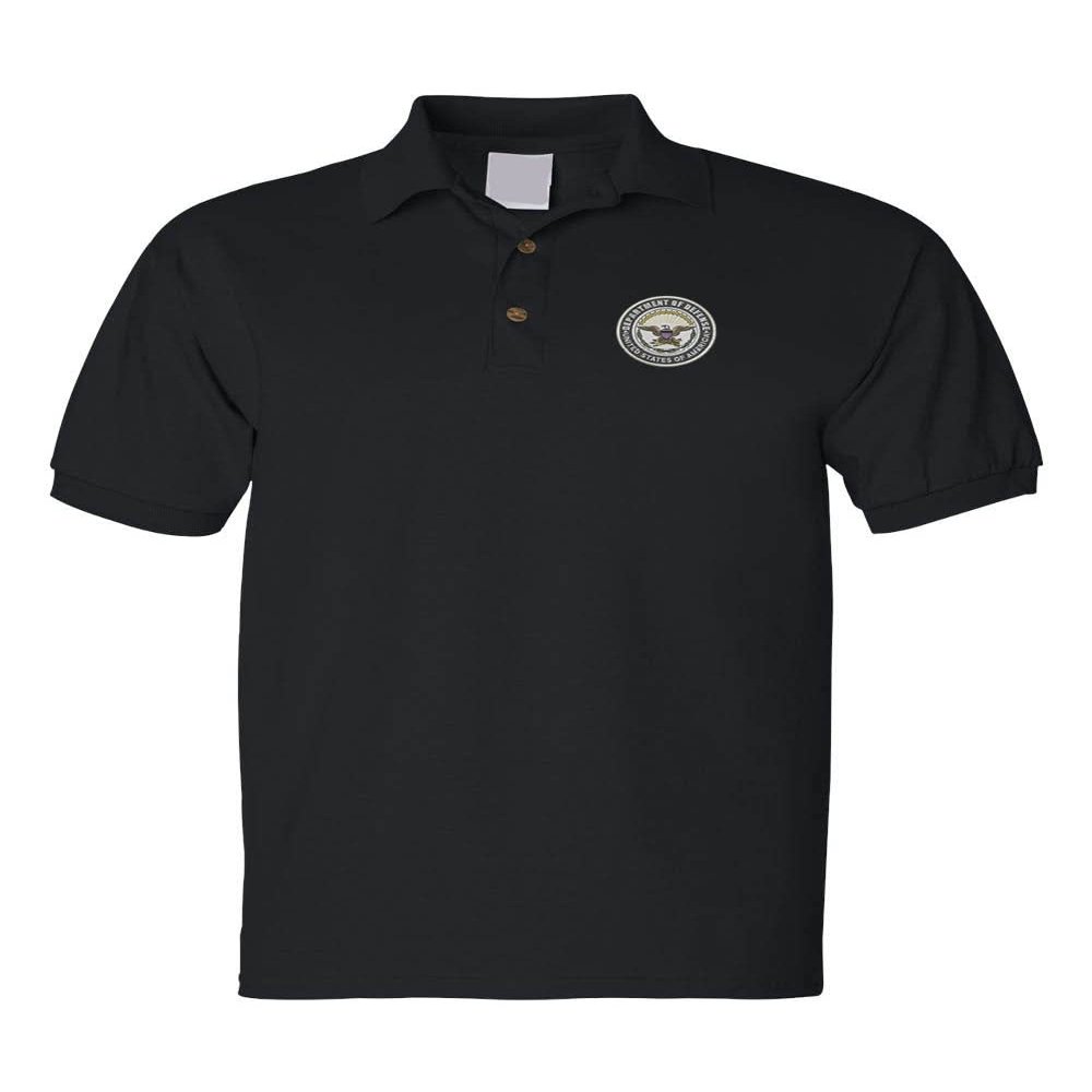ALLNTRENDS Men's Polo T Shirt Department of Defense Embroidered USA Ministry (2XL, Black)