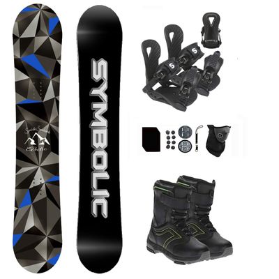 Symbolic Arctic Kids 2025 Snowboard & Bindings & Choice Boots Complete Package Set (BLK Bindings+Grom Boot Black-Lime 1, 90cm Arctic Rocker)