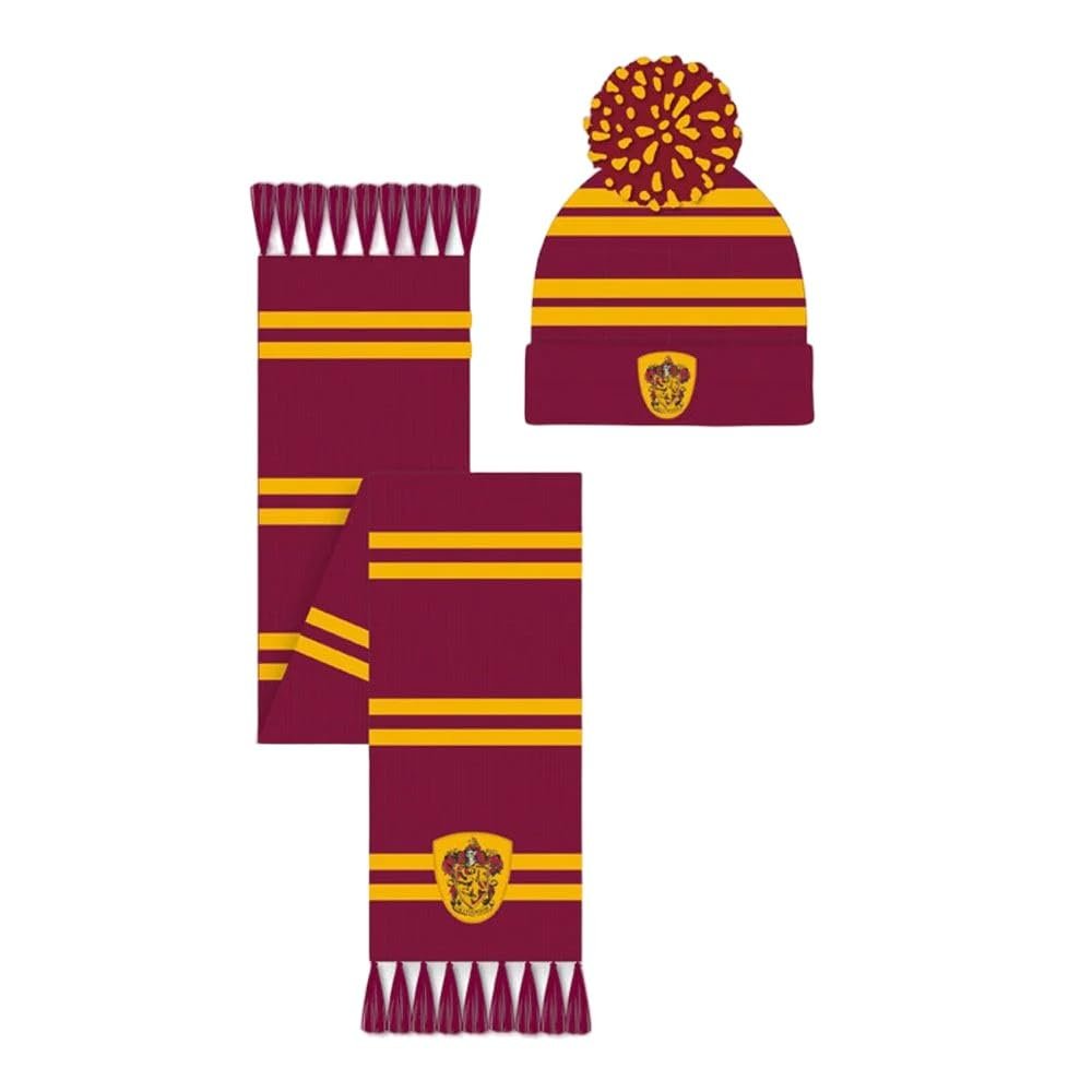 Harry Potter Gryffindor Hat & Scarf Set Winter Accessory, Red, One Size, Red, One Size