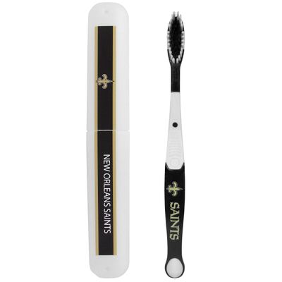 NFL New Orleans Saints Unisex Travel Set Toothbrush and Travel Case, White, One Size