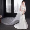 EllieHouse Women's 2 Tier Simple White Wedding Bridal Veil With Metal Comb L11WT view 3