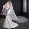 EllieHouse Women's 2 Tier Simple White Wedding Bridal Veil With Metal Comb L11WT view 4