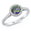 Rainbow Simulated Topaz Wholesale Halo Engagement Sterling Silver Ring Size 4 view 1
