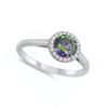 Rainbow Simulated Topaz Wholesale Halo Engagement Sterling Silver Ring Size 4 view 2