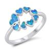 Blue Simulated Opal Mosaic Promise Heart Ring New .925 Sterling Silver Band Size 10 view 1