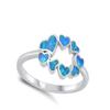 Blue Simulated Opal Mosaic Promise Heart Ring New .925 Sterling Silver Band Size 10 view 2