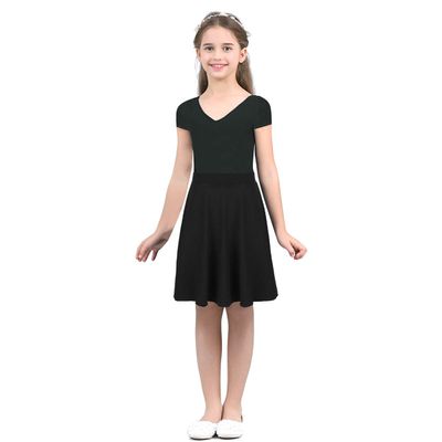 Aislor Kids Big Girls High Waist A-Line Pleated Skirts Lightweight Stretchy Knee Length Mini Skirt Black 12 Years