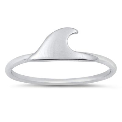 High Polish Wave Ocean Shark Ring New .925 Sterling Silver Band Size 7