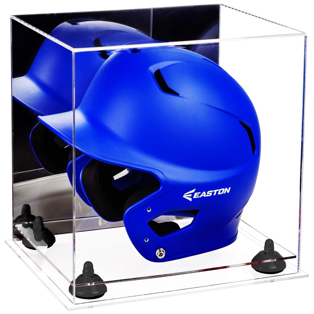 Acrylic Display Case for Baseball Batting Helmet Premium Baseball Display Case with Clear Base and Polished Edges Durable Display Cases for Collectibles .Dim: 12.25" L x 10" W x 10.5" H (A012-BR)