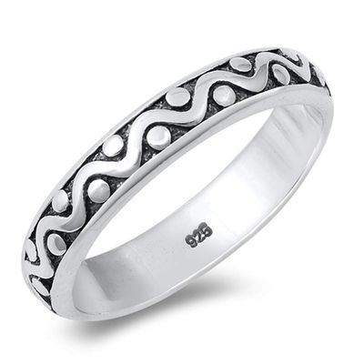 Wavy Oxidized Simple Ring New .925 Sterling Silver Band Size 9