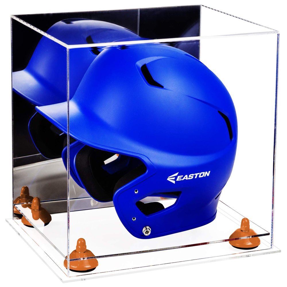 Acrylic Display Case for Baseball Batting Helmet Premium Baseball Display Case with Clear Base and Polished Edges Durable Display Cases for Collectibles .Dim: 12.25" L x 10" W x 10.5" H (A012-OR)