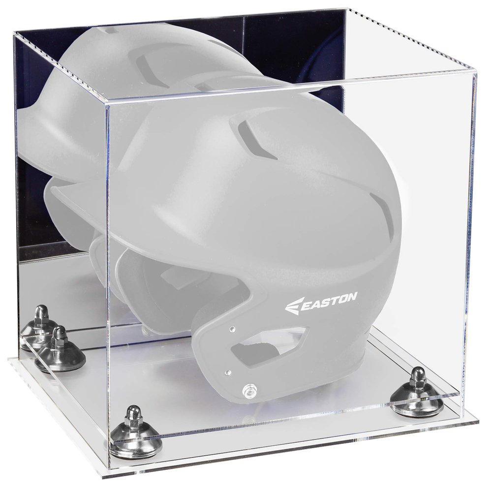 Acrylic Display Case for Baseball Batting Helmet Premium Baseball Display Case with Clear Base and Polished Edges Durable Display Cases for Collectibles .Dim: 12.25" L x 10" W x 10.5" H (A012-SR)