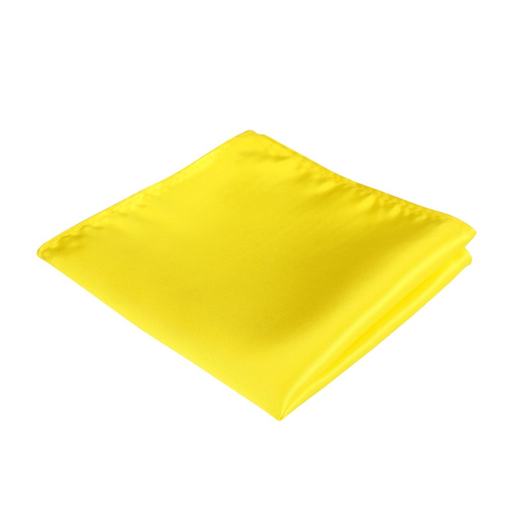 fortunatever Mens Solid Satin Pocket Square(Lemon Yellow)