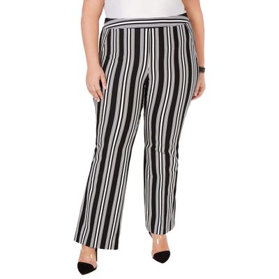 INC Womens Plus Striped Pull On Bootcut Pants B/W 22W