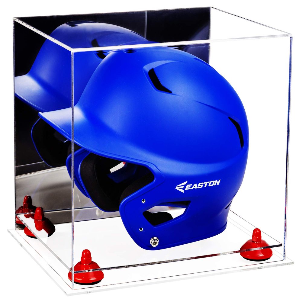 Acrylic Display Case for Baseball Batting Helmet Premium Baseball Display Case with Clear Base and Polished Edges Durable Display Cases for Collectibles .Dim: 12.25" L x 10" W x 10.5" H (A012-RR)