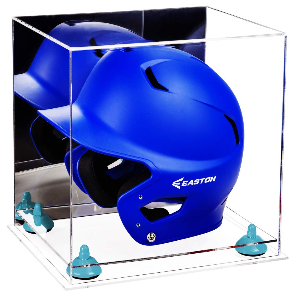 Acrylic Display Case for Baseball Batting Helmet Premium Baseball Display Case with Clear Base and Polished Edges Durable Display Cases for Collectibles .Dim: 12.25" L x 10" W x 10.5" H (A012-BLR)