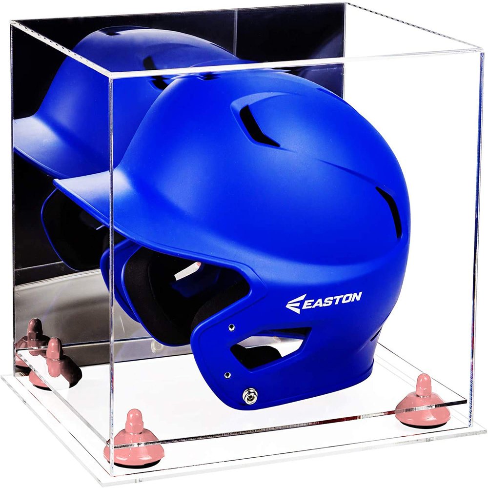 Acrylic Display Case for Baseball Batting Helmet Premium Baseball Display Case with Clear Base and Polished Edges Durable Display Cases for Collectibles .Dim: 12.25" L x 10" W x 10.5" H (A012-PNR)