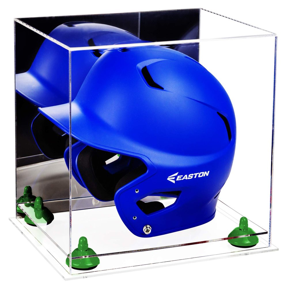 Acrylic Display Case for Baseball Batting Helmet Premium Baseball Display Case with Clear Base and Polished Edges Durable Display Cases for Collectibles .Dim: 12.25" L x 10" W x 10.5" H(A012-GRR)