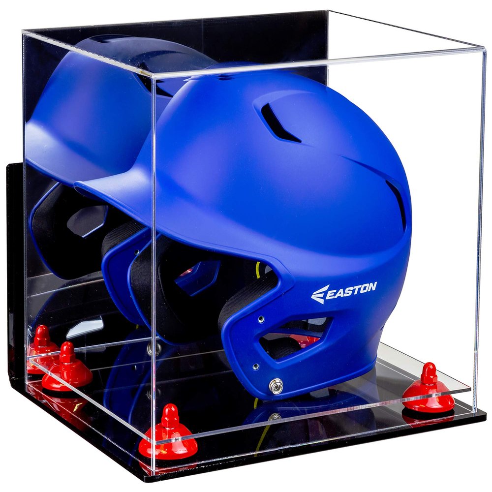 Acrylic Display Case for Baseball Batting Helmet Premium Baseball Display Case with Clear Base and Polished Edges Durable Display Cases for Collectibles .Dim: 12.25" L x 10" W x 10.5" H (A012-RR)