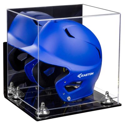 Acrylic Display Case for Baseball Batting Helmet Premium Baseball Display Case with Clear Base and Polished Edges Durable Display Cases for Collectibles .Dim: 12.25" L x 10" W x 10.5" H (A012-SR)