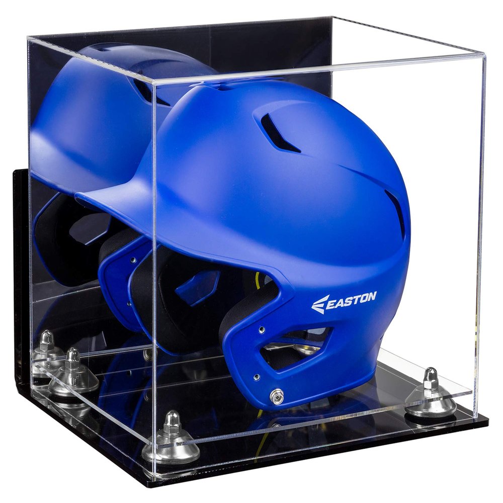 Acrylic Display Case for Baseball Batting Helmet Premium Baseball Display Case with Clear Base and Polished Edges Durable Display Cases for Collectibles .Dim: 12.25" L x 10" W x 10.5" H (A012-SR)
