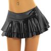FEESHOW Women's Solid Shiny Metallic Pleated Mini Skirt Festival Rave Party Dance Disco Holographic Skirt Black Medium view 2