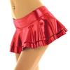 FEESHOW Women's Solid Shiny Metallic Pleated Mini Skirt Festival Rave Party Dance Disco Holographic Skirt Red Small view 3