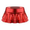 FEESHOW Women's Solid Shiny Metallic Pleated Mini Skirt Festival Rave Party Dance Disco Holographic Skirt Red Small view 4