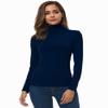 Womens Navy Turtleneck Tops Long Sleeve Lightweight Slim Active Shirt Navy Small view 1