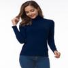 Womens Navy Turtleneck Tops Long Sleeve Lightweight Slim Active Shirt Navy Small view 3