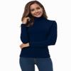 Womens Navy Turtleneck Tops Long Sleeve Lightweight Slim Active Shirt Navy Small view 4