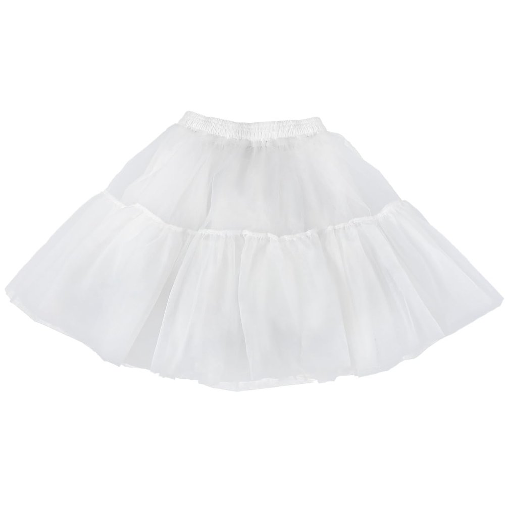 Amosfun White Lolita Underskirt Short Dress Petticoat Tulle Hoopless Underskirt