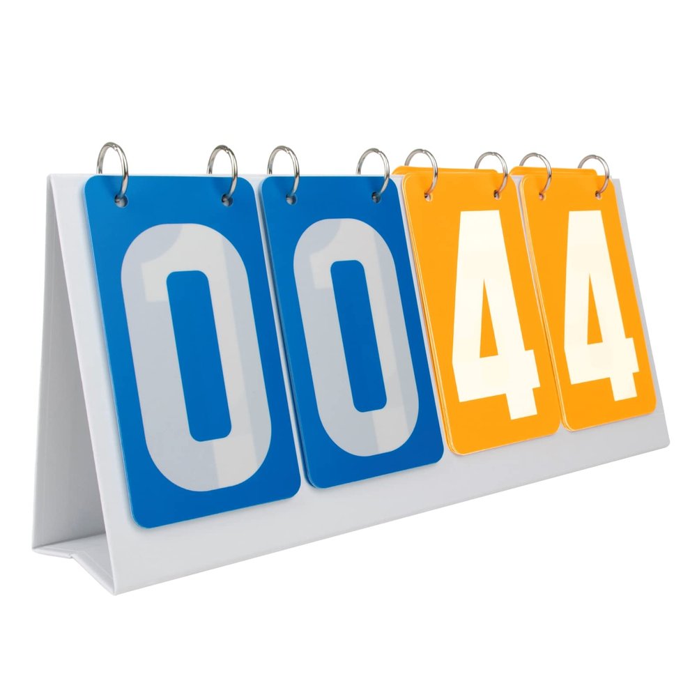 GOGO 4-Digital PVC Score Keeper Tabletop Scoreboard Portable for Match (Blue VS Yellow Card)