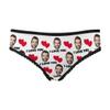 Custom Funny Boyfriend Face Red Love Heart I Love You White Women's Brief Panty Printed with Photo for Girlfriend L view 1