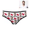Custom Funny Boyfriend Face Red Love Heart I Love You White Women's Brief Panty Printed with Photo for Girlfriend L view 3