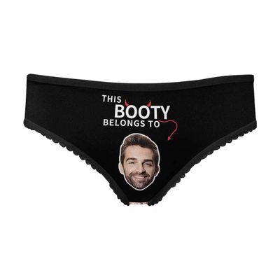 Custom Personalized Funny Boyfriend Face This Belongs to Black Women's Brief Panty Printed with Photo XXXL