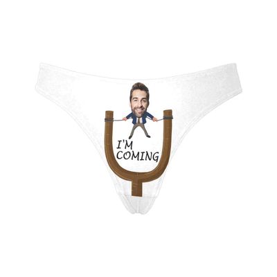 Custom Funny Husband Face I'm Coming Women's Thong G-Strings Briefs Underpants Printed with Photo XS