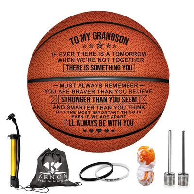 Kenon Personalized Basketball Gift for Grandson, Engraved Basketball Indoor/Outdoor Game Ball, You are Braver Than You Believe Stronger Than You Seem, Graduation Birthday for Grandson