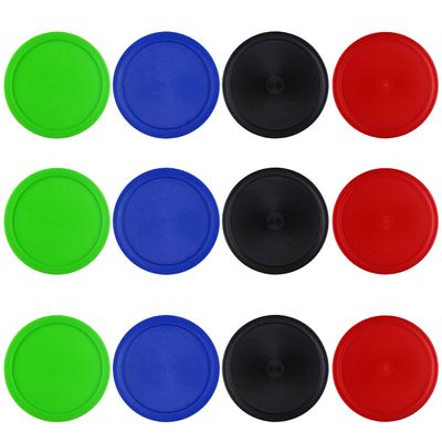 Kasteco 12 Pack 2.5 Inch Air Hockey Pucks for Small Size Table (Red Blue Green Black, 64x4 mm)