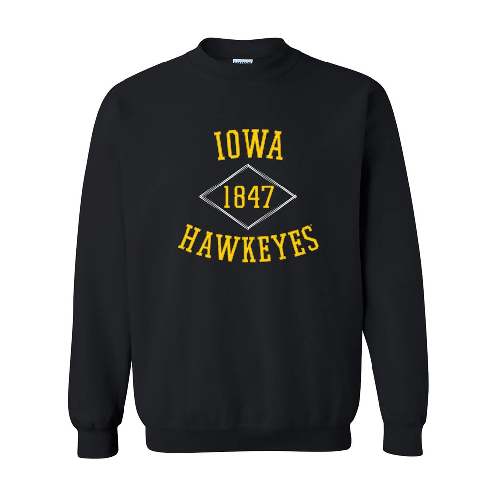 AW1107 - Iowa Hawkeyes Stitch Arch Crew Sweatshirt - Medium - Black