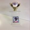 Baseball Stand with Golden Glove and Card Holder view 1