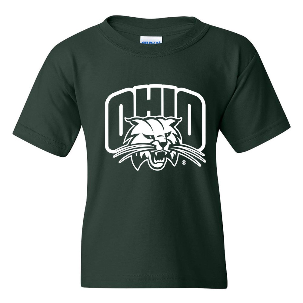 UGP Campus Apparel YS03 - Ohio University Bobcats Arch Logo Youth T-Shirt - Large - Forest