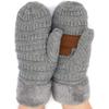 Funky Junque Mittens for Women  Fleece Lined Winter Gloves, Women's Fuzzy Warm Mittens for Cold Weather, Cozy Knit Soft Fashionable Accessories - Heather Grey view 1
