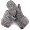 Funky Junque Mittens for Women  Fleece Lined Winter Gloves, Women's Fuzzy Warm Mittens for Cold Weather, Cozy Knit Soft Fashionable Accessories - Heather Grey view 4