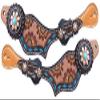 Showman Ladies Hand Painted Sunflower Spur Straps w/Turquoise Buckstitch view 1