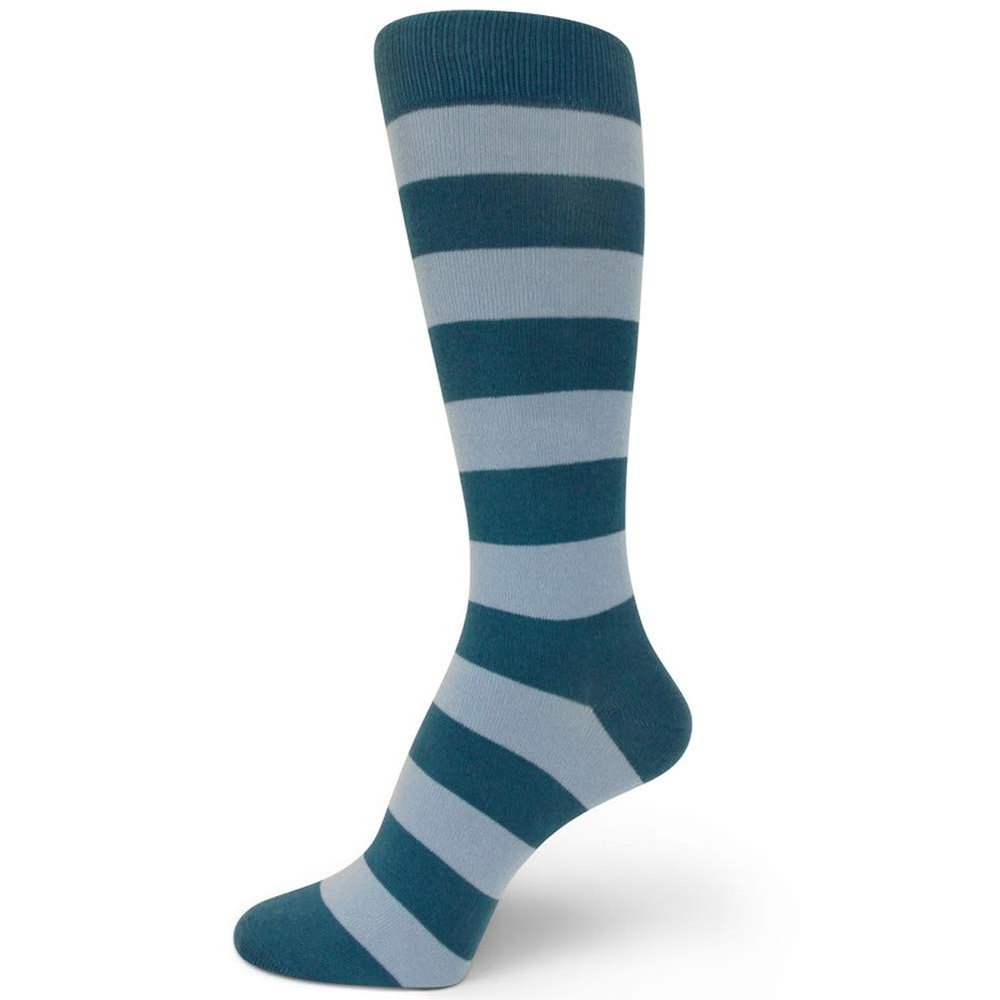 Spotlight Hosiery Two Color Striped Mens Dress Socks,Blue Green/Light Blue