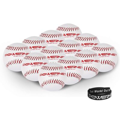 PowerNet Practice Softballs, 12 PK Recreation Grade 12" Balls, Practice Balls for Soft Toss Hitting, Fielding & Pitching Drills, 12 Inch Softballs (White)