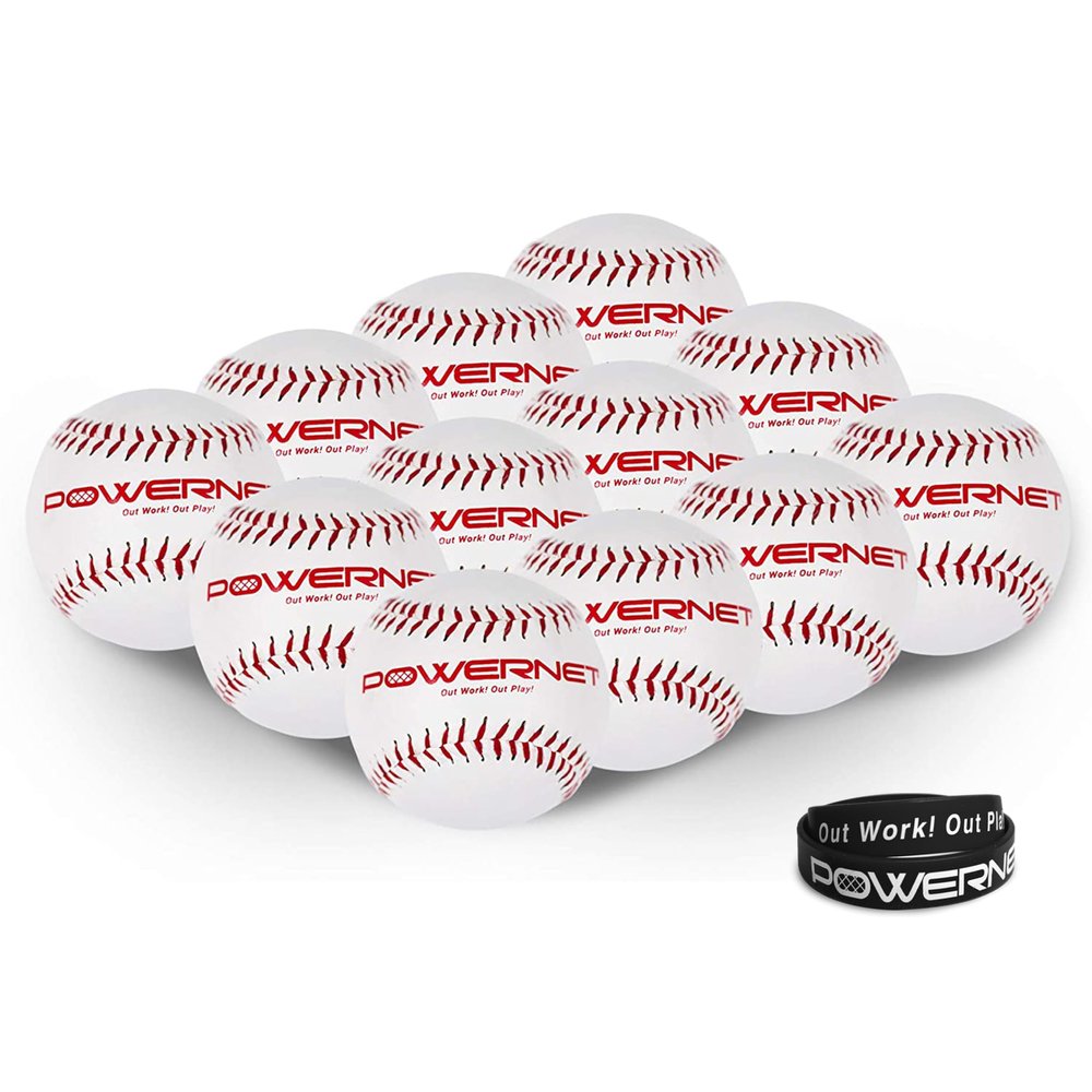 PowerNet Practice Softballs, 12 PK Recreation Grade 12" Balls, Practice Balls for Soft Toss Hitting, Fielding & Pitching Drills, 12 Inch Softballs (White)