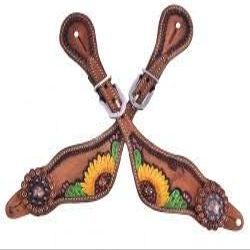 Showman Ladies Hand Painted Sunflower & Cactus Design Spur Straps! New Horse TACK!