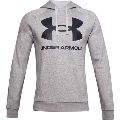 Under Armour Mens Rival Fleece Big Logo Hoodie , Mod Gray Light Heather (011)/Black , X-Large
